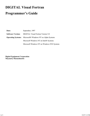 Digital Visual Fortran Programmer S Guide Manualzz