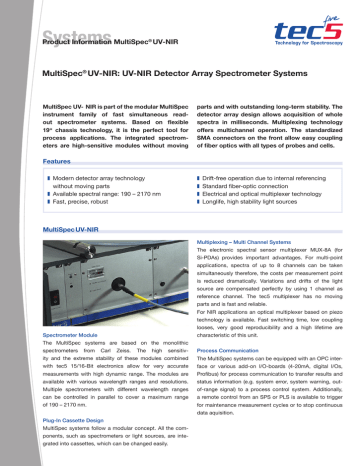 Tec5 Multispec Uv Nir Spectrometersystem Manualzz