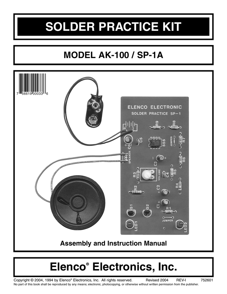 Elenco Ak-100 Beginner Learn to Solder Kit With Tools for sale online 