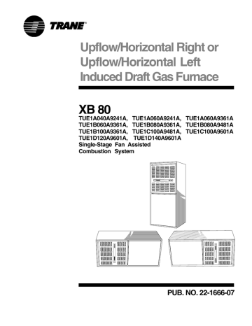 Trane XB 80 Upflow/Horizontal Gas Furnace Specification | Manualzz