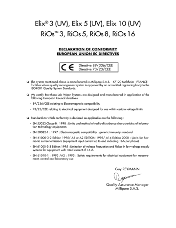 Millipore Rios Elix Manual Manualzz