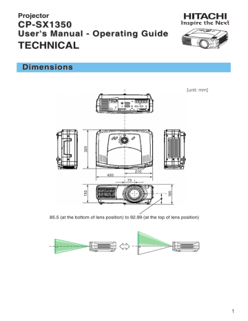 Hitachi cpsx1350 Projector User's Manual | Manualzz