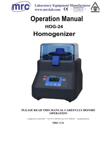 Operation Manual Homogenizer HOG-24 | Manualzz