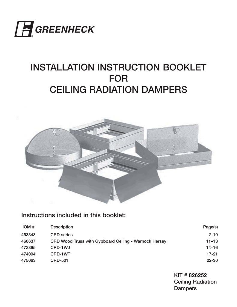 Ceiling Radiation Dampers Installation Booklet 826252 Iom