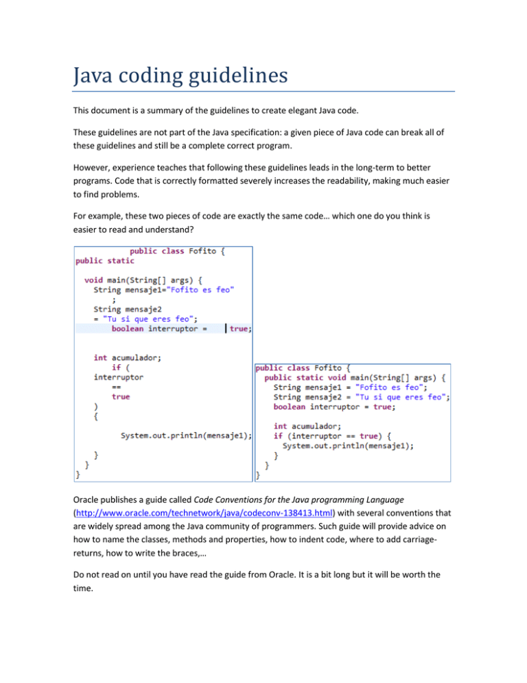 Java Coding Guidelines Manualzz