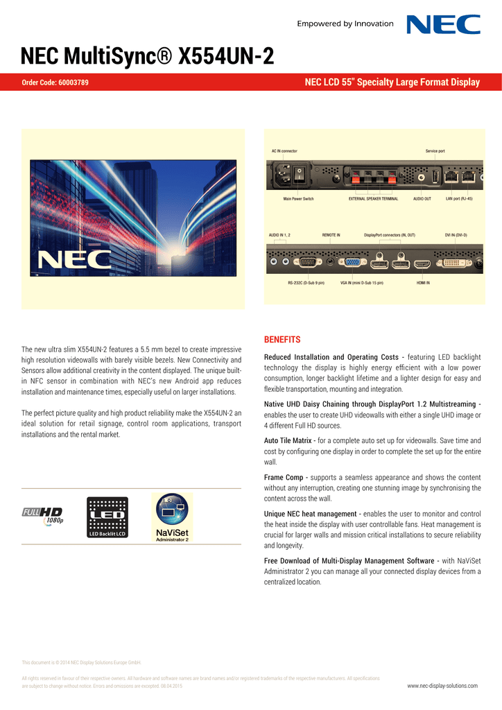 NEC-X554UN | Manualzz