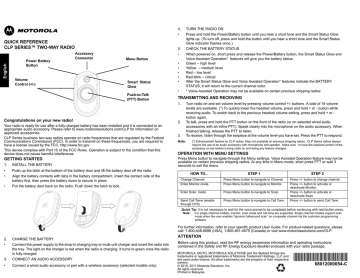 Motorola CLP1010 Quick Reference | Manualzz