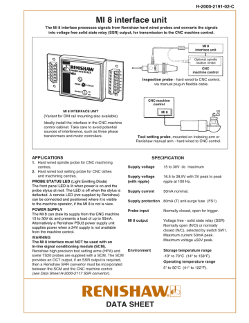 Renishaw MI 8 interface unit Data Sheets | Manualzz