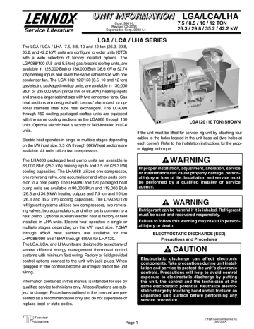 Lennox LGA/LCA/LHA Unit Information | Manualzz