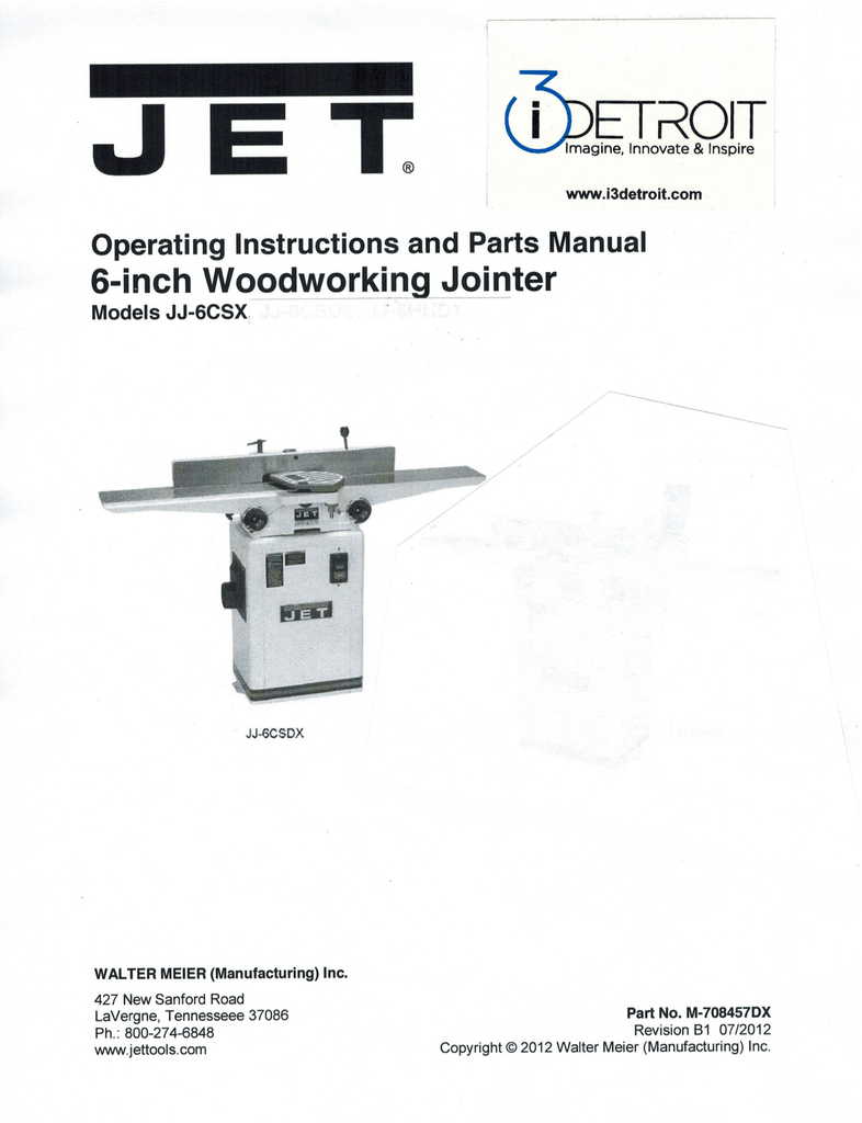 Jet Jointer Manual Manualzz