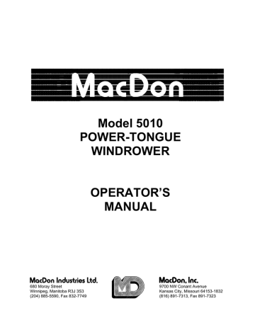 MacDon 5010 Pull-Type Mower Conditioner Operators Manual | Manualzz