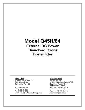 Q45H-64 External DC Power Dissolved Ozone Transmitter | Manualzz