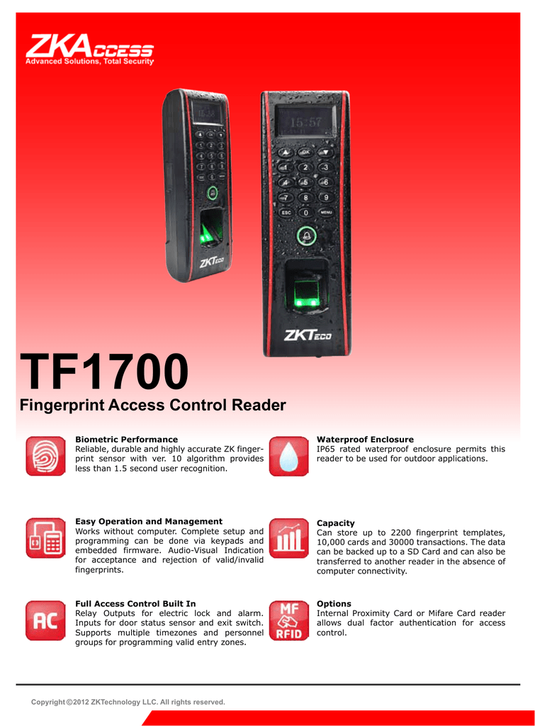 Tf1700 Fingerprint Access Control Reader Manualzz