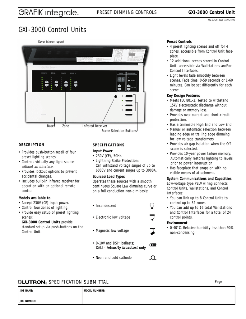 Grafik Eye Grx 3104 Specification Sheet 5 07 Kb Manualzz