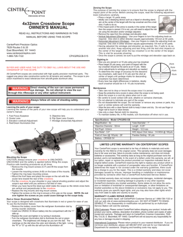 Centerpoint 4X32MM Crossbow Scope | Manualzz