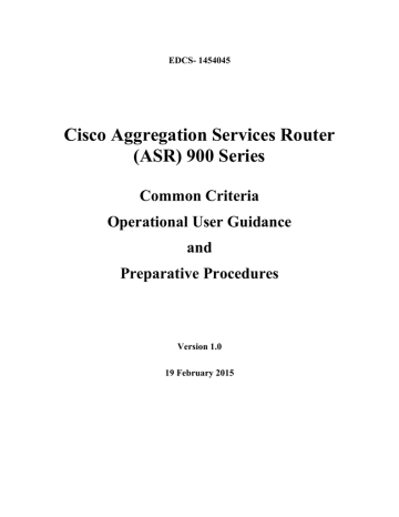 Cisco Aggregation Services Router Asr 900 Series Common Criteria Operational User Guidance Manualzz