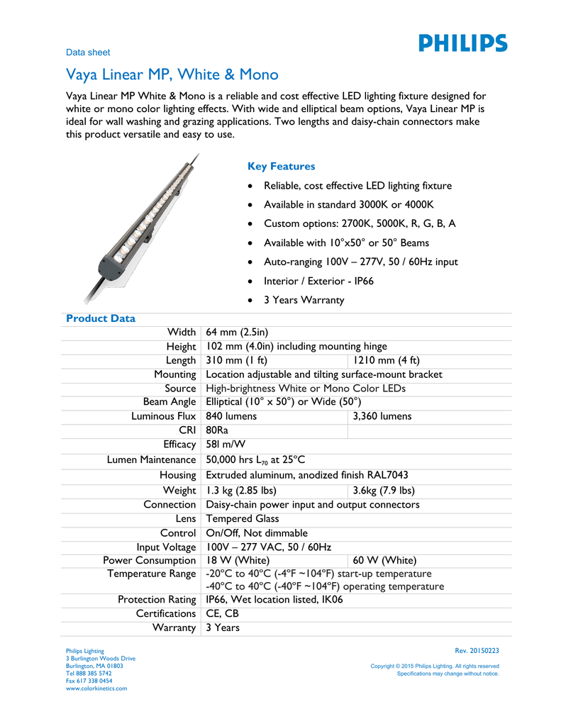 Vaya Linear Mp White Mono Ce Architectural Data Sheet Manualzz Vaya Linear Mp White Mono Ce