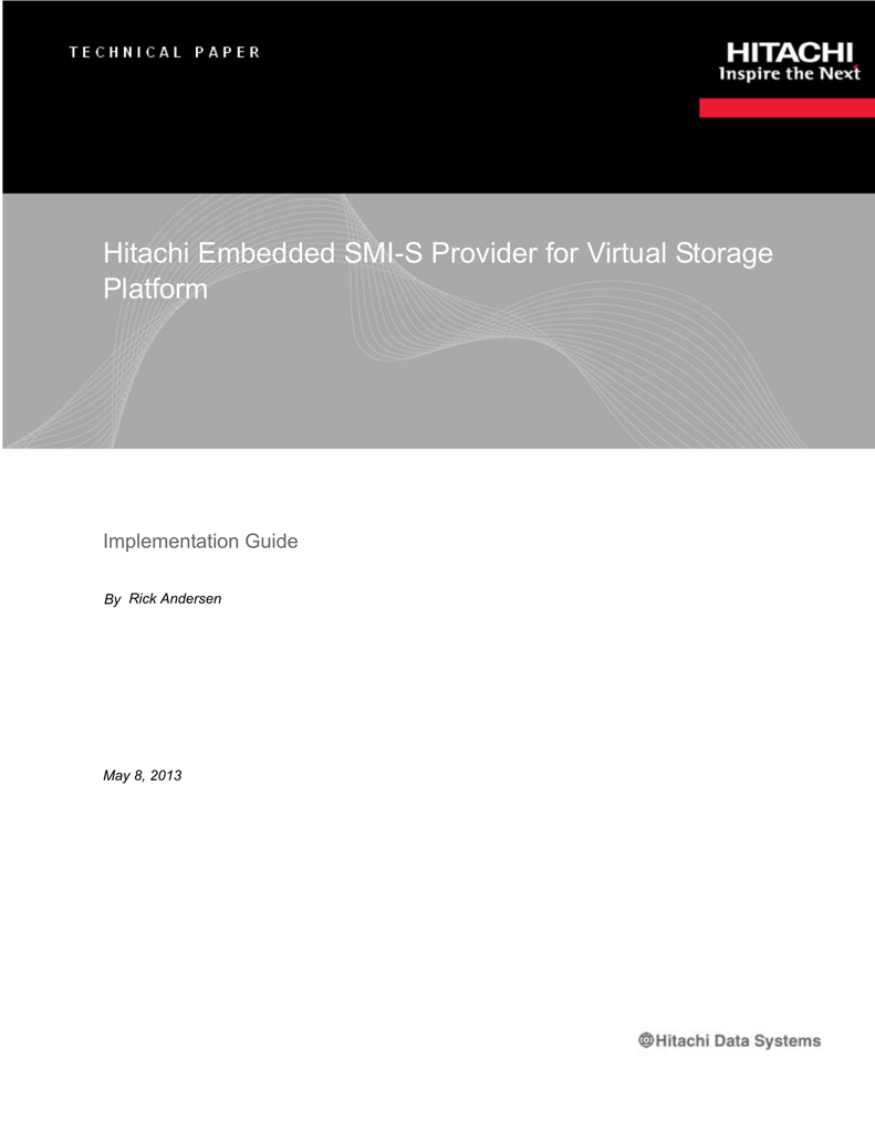 Implementation Guide Hitachi Embedded Smi S Provider For Vsp