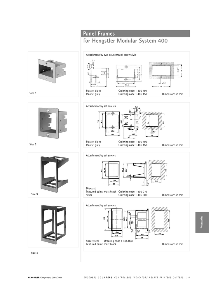 Panel Frames For Hengstler Modular System 400 Manualzz
