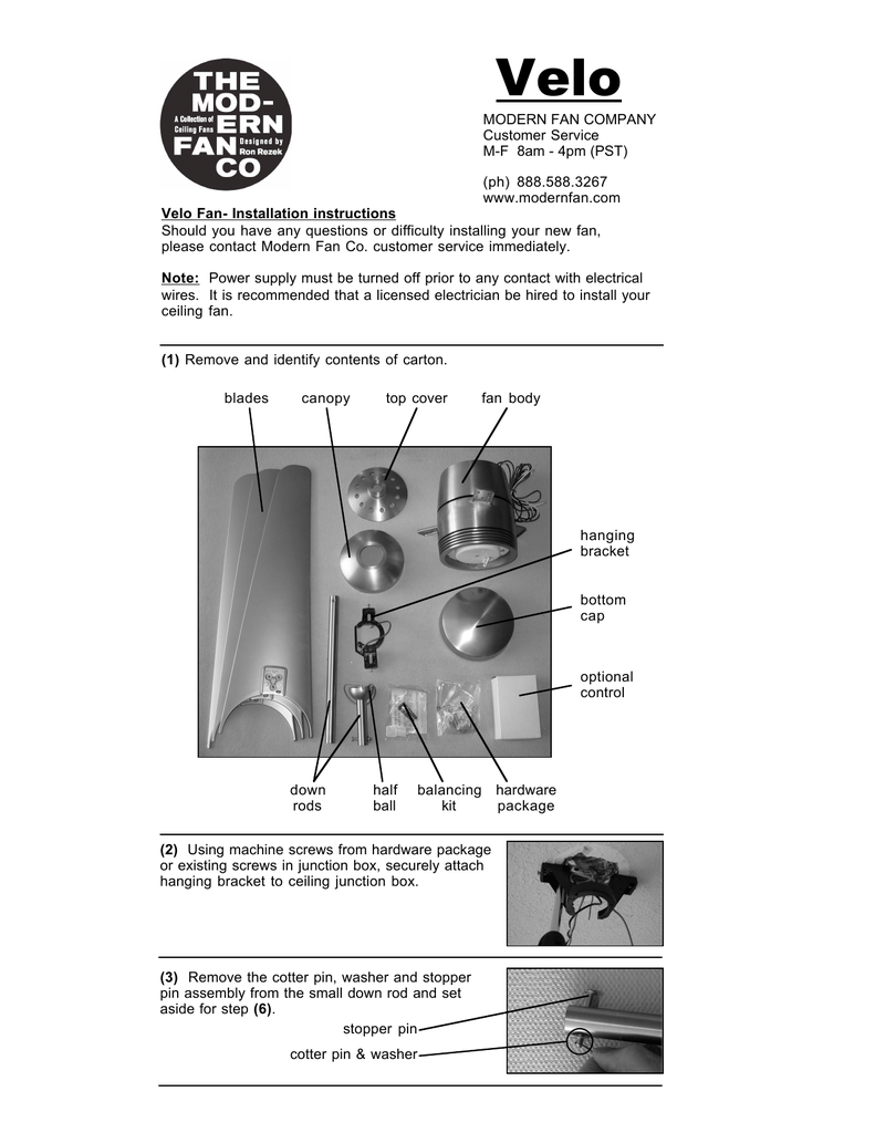 Modern Fan Velo Owners Manual Manualzz Com