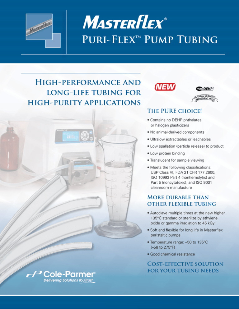 Masterflex Puriflex Pump Tubing Brochure Manualzz