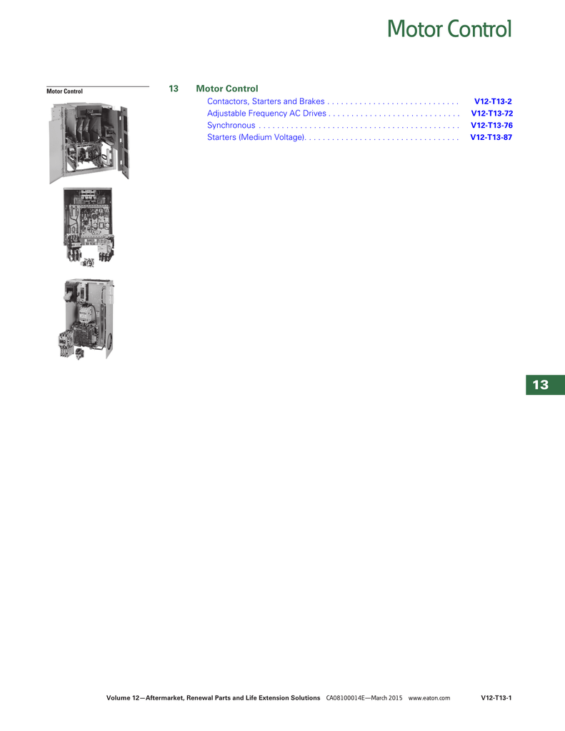 Cutler Hammer Starter Heater Chart