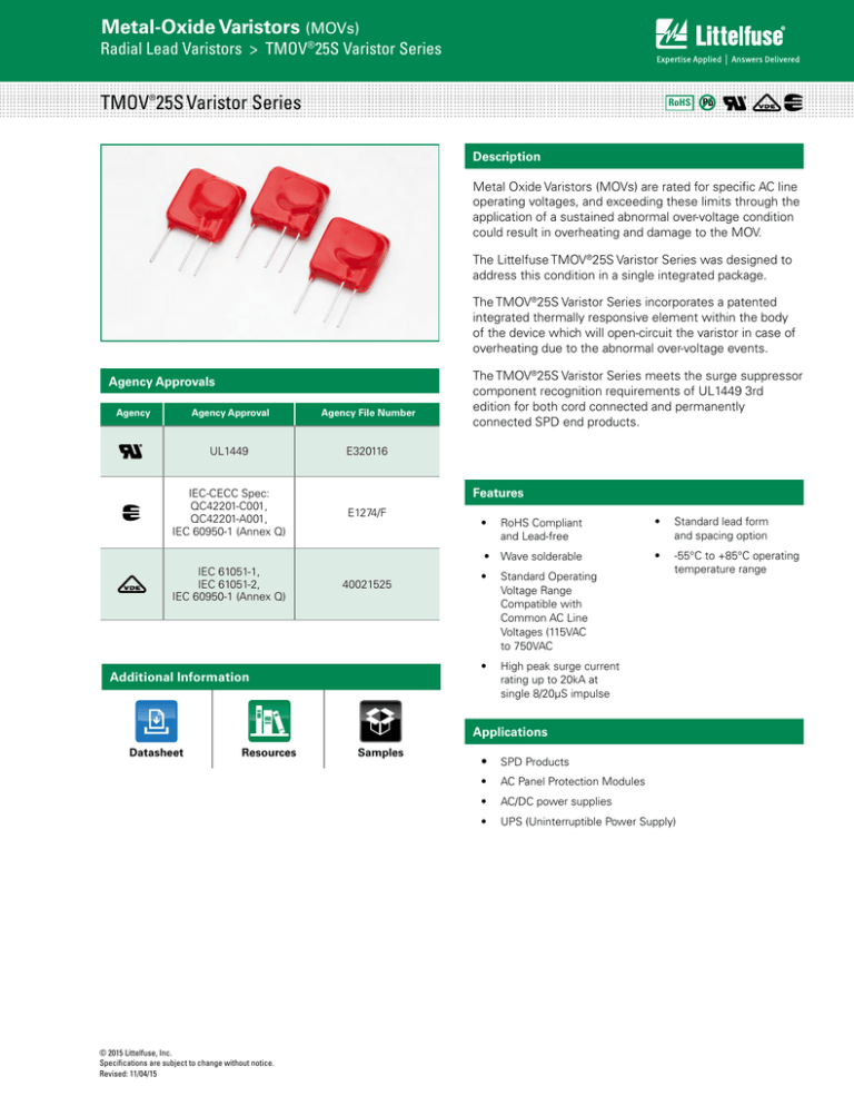 Varistors TMOV®25S Datasheet Manualzz