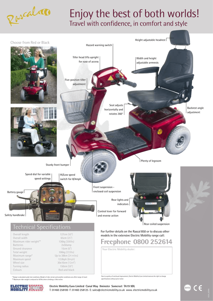 Rascal 850 Mobility Scooter Manualzz