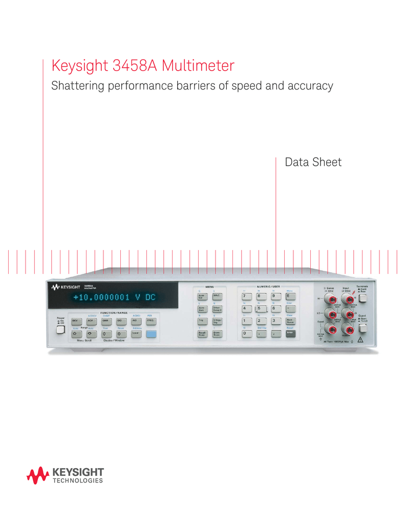 Agilent HP Keysight 0345890014 3458A User Guide
