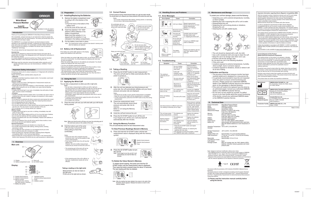 Тонометр OMRON R1# - Инструкция (Скачать В Формате PDF) | Manualzz