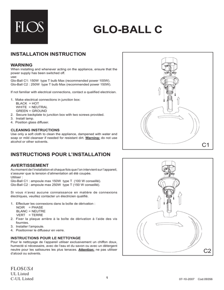 Glo Ball C Installation Instruction Warning Manualzz