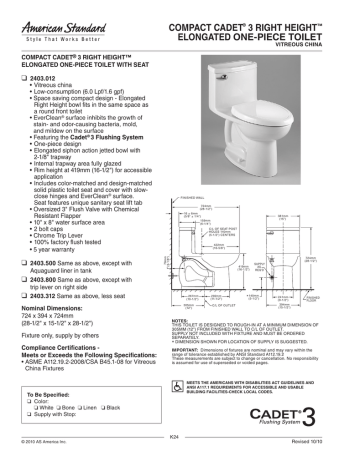 American Standard 2403.012.178 Compact Cadet 3 Right Height Elongated ...