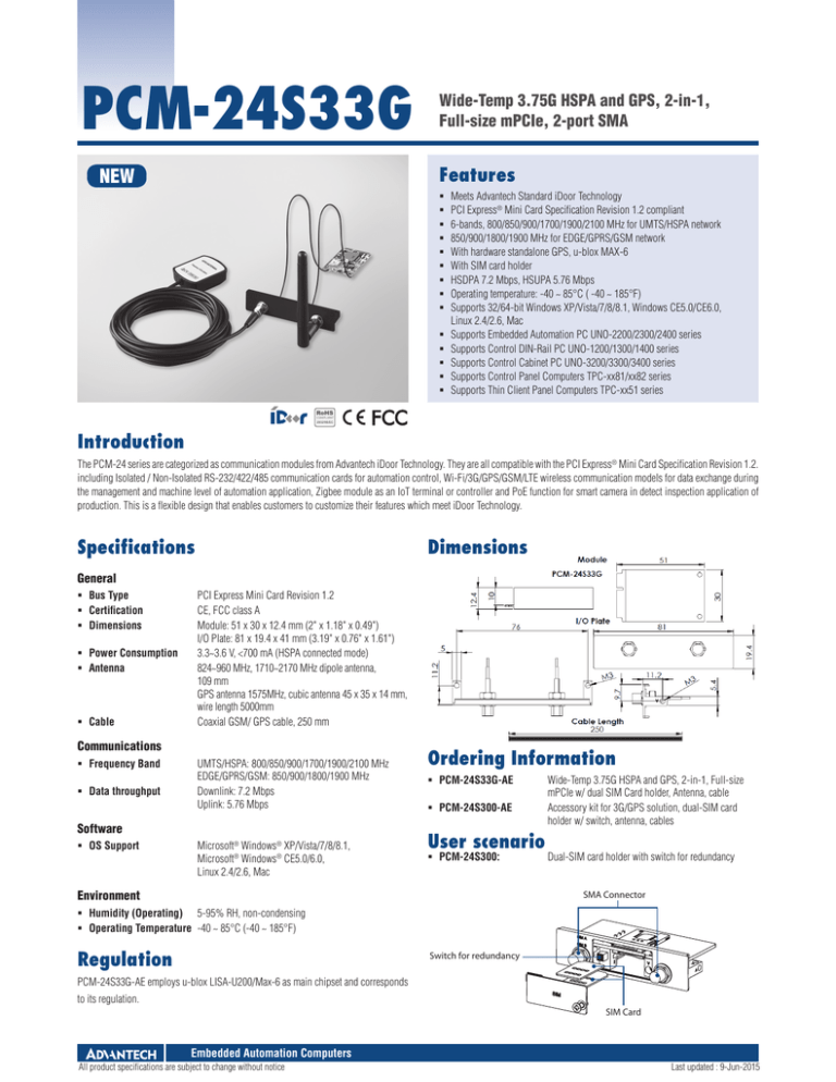 Pcm 24s33g Features Wide Temp 3 75g Hspa And Gps 2 In 1 Full Size Mpcie 2 Port Sma Manualzz
