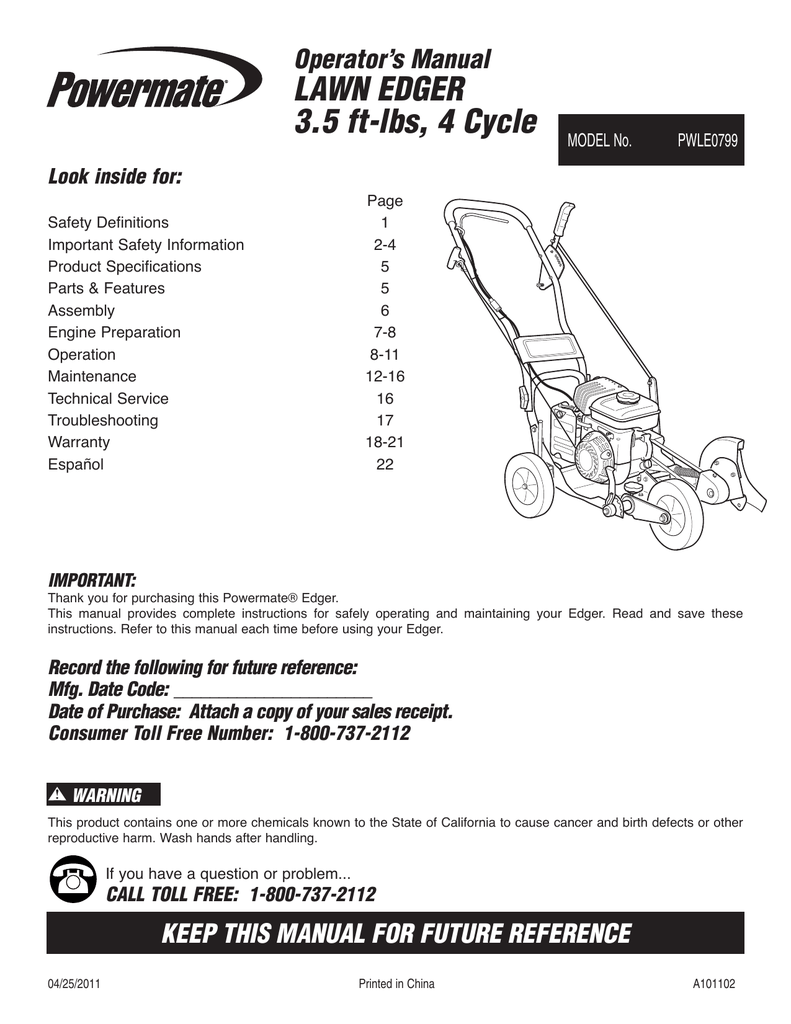 Powermate Edger Parts Diagram