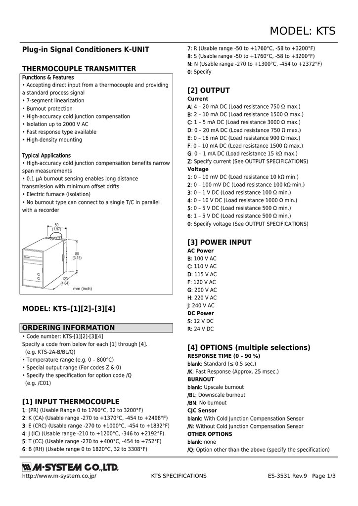 Model Kts Plug In Signal Conditioners K Unit Manualzz