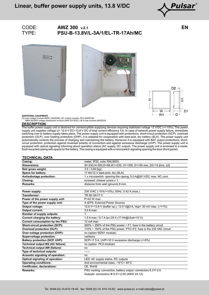 Linear Buffer Power Supply Units 13 8 V Dc Awz 300 En Psu B 13 8v L 3a 1 El Tr 17ah Mc Manualzz