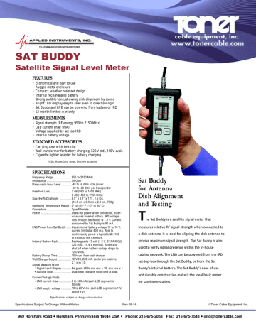 Sat Buddy Satellite Signal Level Meter Manualzz