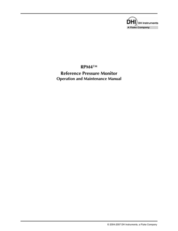 Fluke Calibration RPM4 Operation and Maintenance Manual | Manualzz