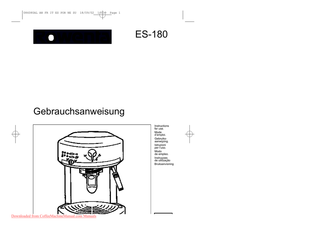 Rowenta ES 180 User Guide Manual pdf | Manualzz