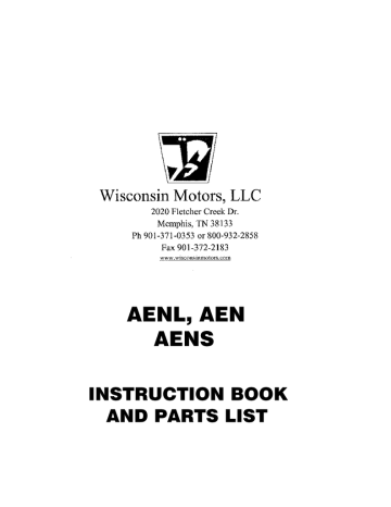 Wisconsin Models AEN AENS Instruction Book and Parts List 