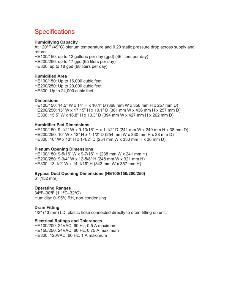 Product Specifications Manualzz