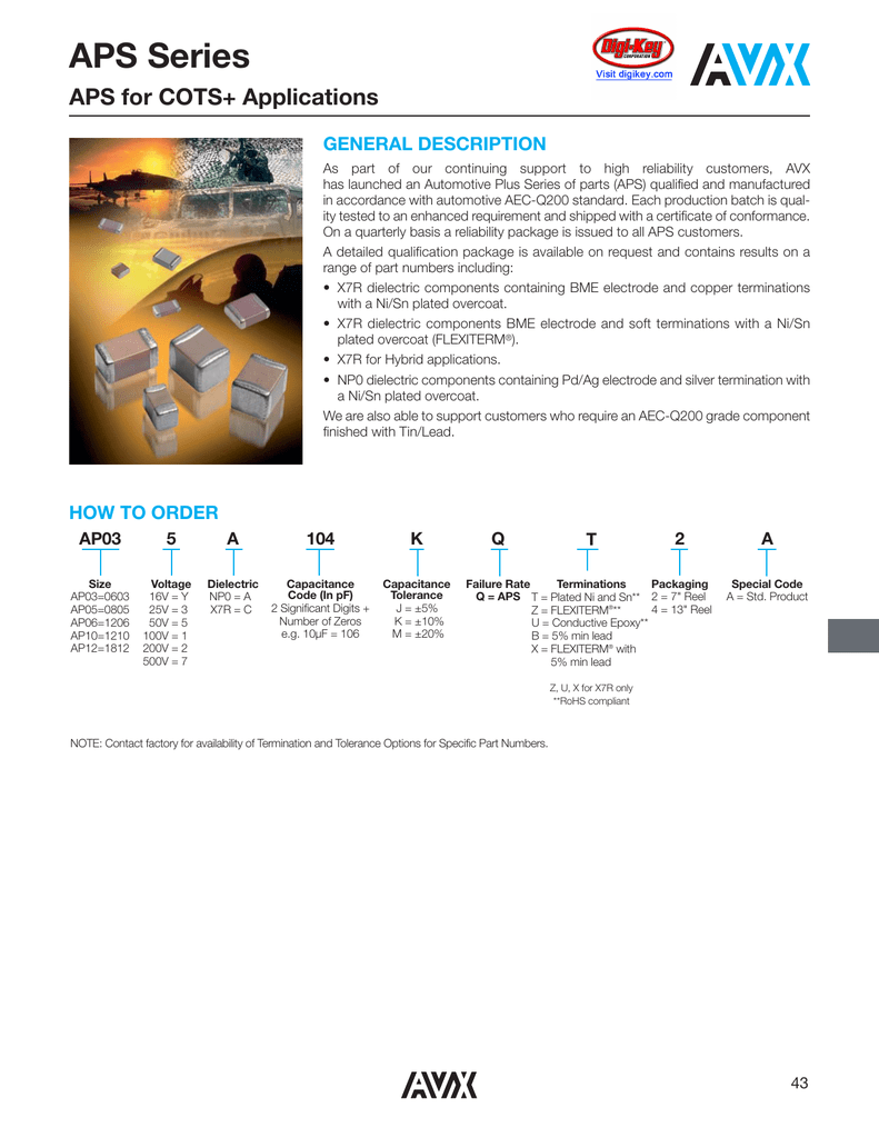 Aps Series Ceramic Capacitor For Cots Applications Manualzz