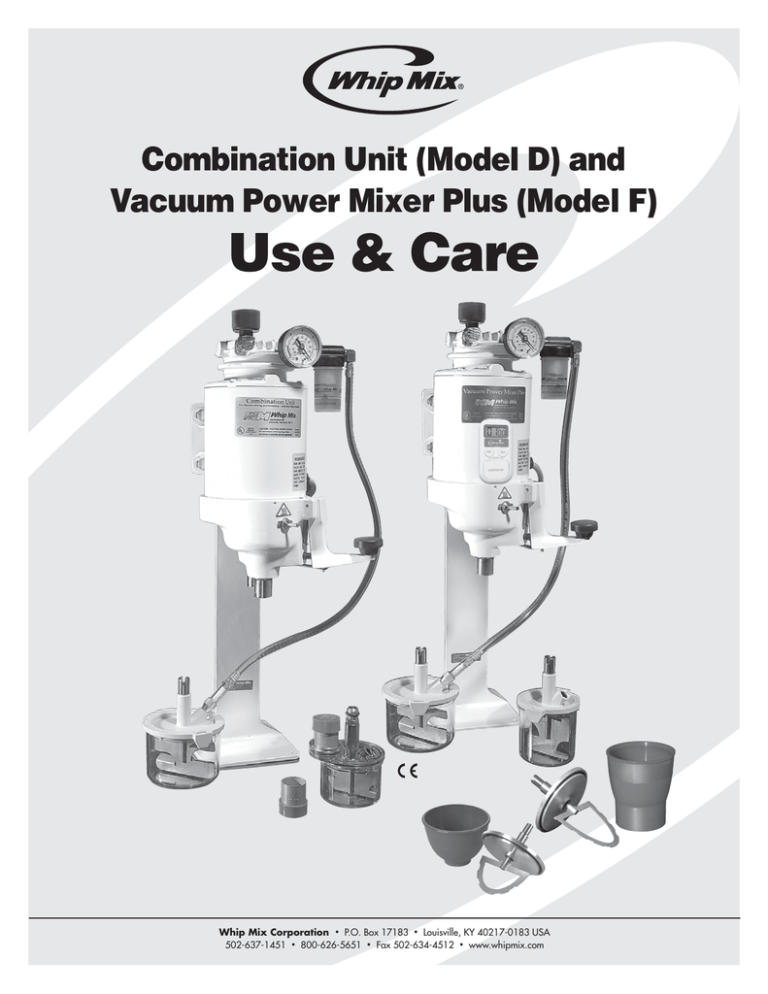 Vacuum Mixer Plus and Combination Unit Operators Manual Manualzz