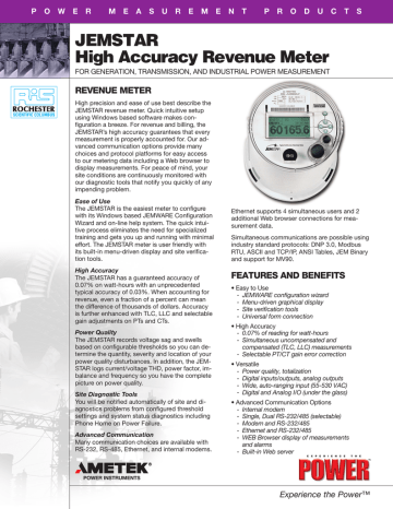 Jemstar High Accuracy Revenue Meter Data Sheet Manualzz