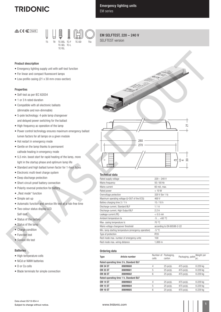 Tridonic Emergency Ballast Wiring Diagram - Wiring Diagram