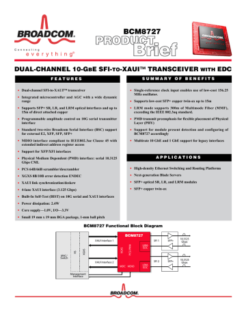 Broadcom BCM8727 Product Brief Specification | Manualzz