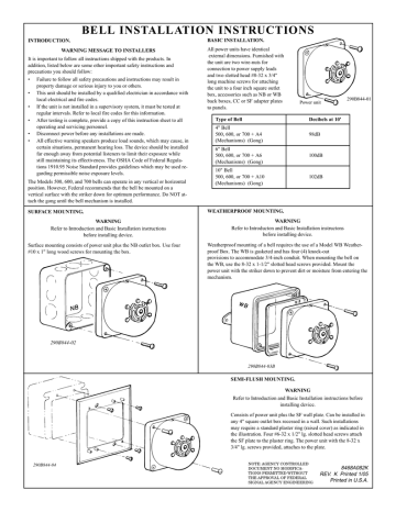 BELL INSTALLATION INSTRUCTIONS | Manualzz