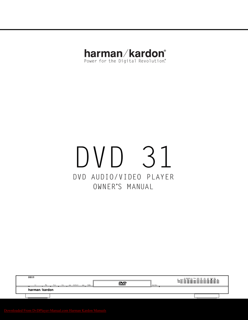 Harman Kardon Dvd 31 User Guide Manual Operating Instruction Pdf Manualzz