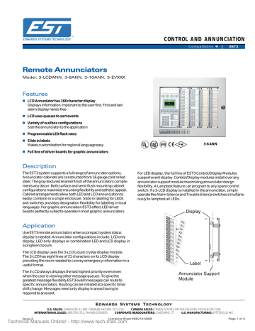 EDWARDS SYSTEMS TECHNOLOGY Remote Annunciator Datasheet | Manualzz