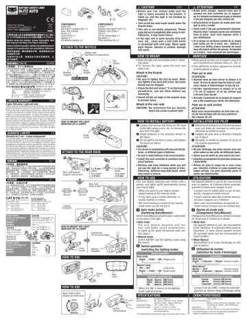 Cateye Blitz Auto [TL-AU330] Safety light Instruction manual | Manualzz